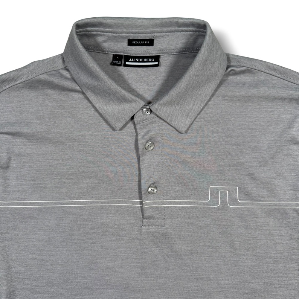 J.Lindeberg Clay Regular Fit Golf Polo Large Mens Gray Ko Olina Course Logo